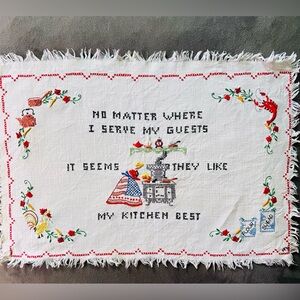 Vintage Hand Stitched Embroidery for Kitchen